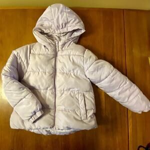Girls Puffer Jacket Lilac Size 6-6X Swiss Tech Hooded Pockets Fleece Lined Zip